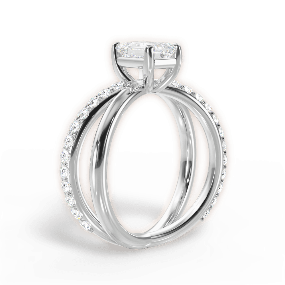 Jennifer Emerald Cut Lab Grown Diamond 18Kt White Gold Engagement Ring - View 3