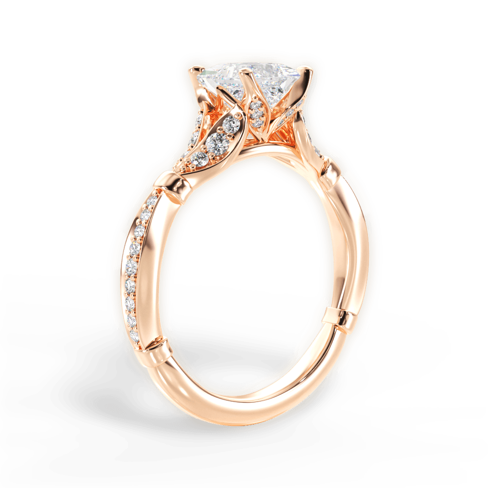 Geraldine Princess Cut Lab Grown Diamond 18Kt Rose Gold Engagement Ring - View 2