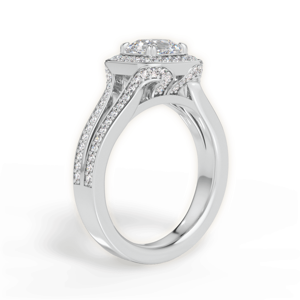 Mackenzie Asscher Cut Lab Grown Diamond 14Kt White Gold Engagement Ring - View 3