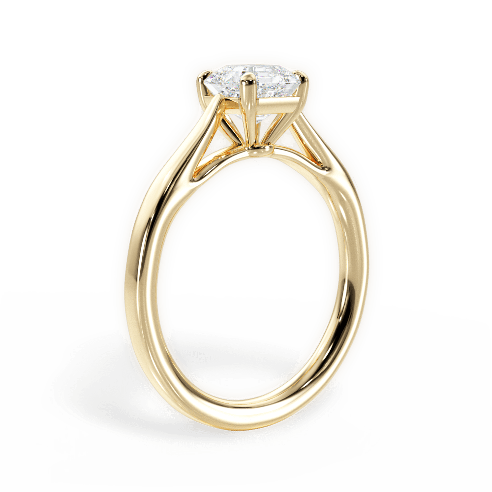 Angie Asscher Cut Lab Grown Diamond 18Kt Yellow Gold Engagement Ring - View 2