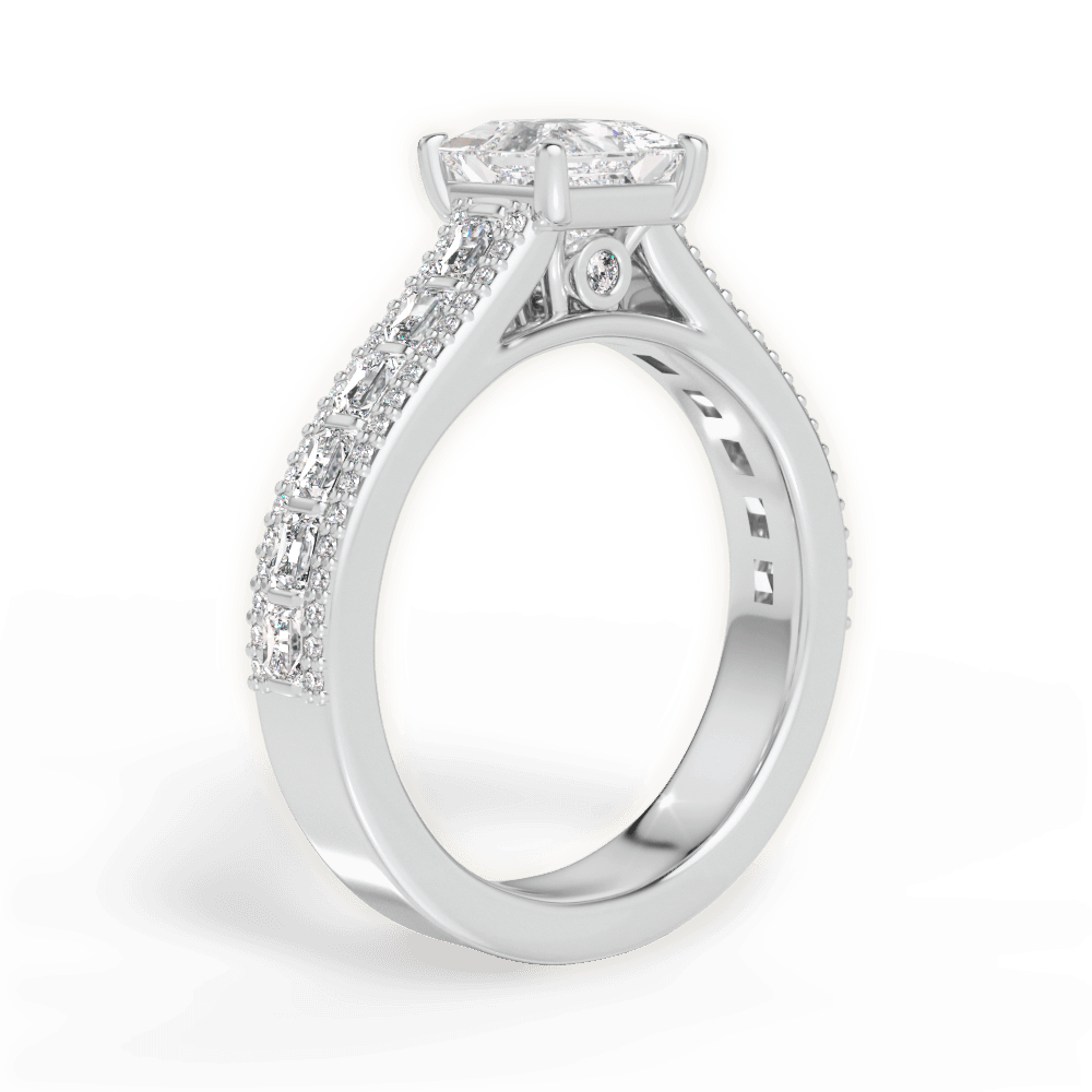 Lynn Princess Cut Lab Grown Diamond 14Kt White Gold Engagement Ring - View 3