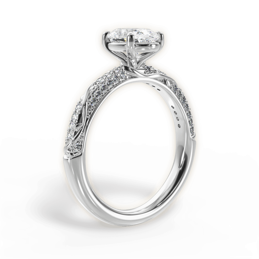 Gloria Oval Cut Lab Grown Diamond Platinum Engagement Ring - View 3