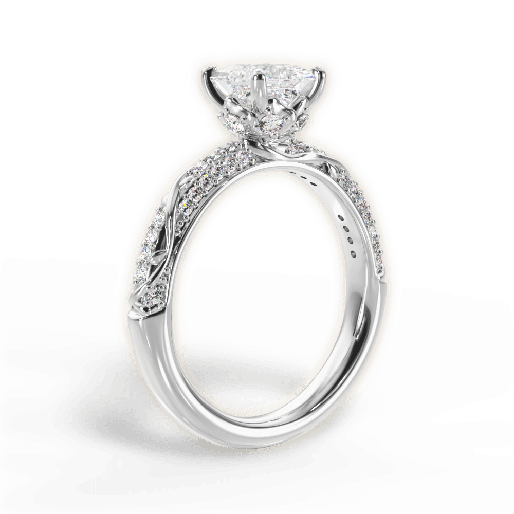 Josephine Princess Cut Lab Grown Diamond 18Kt White Gold Engagement Ring - View 3