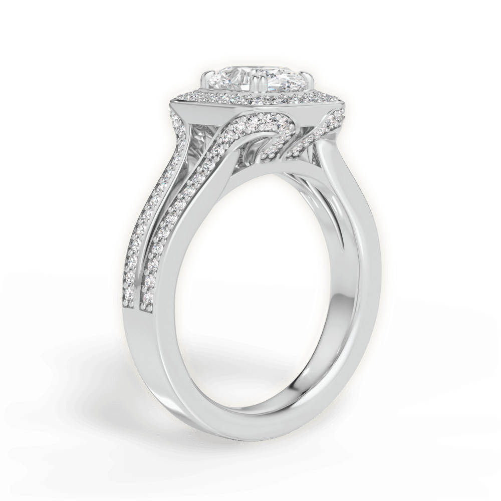 Mackenzie Oval Cut Lab Grown Diamond 18Kt White Gold Engagement Ring - View 3