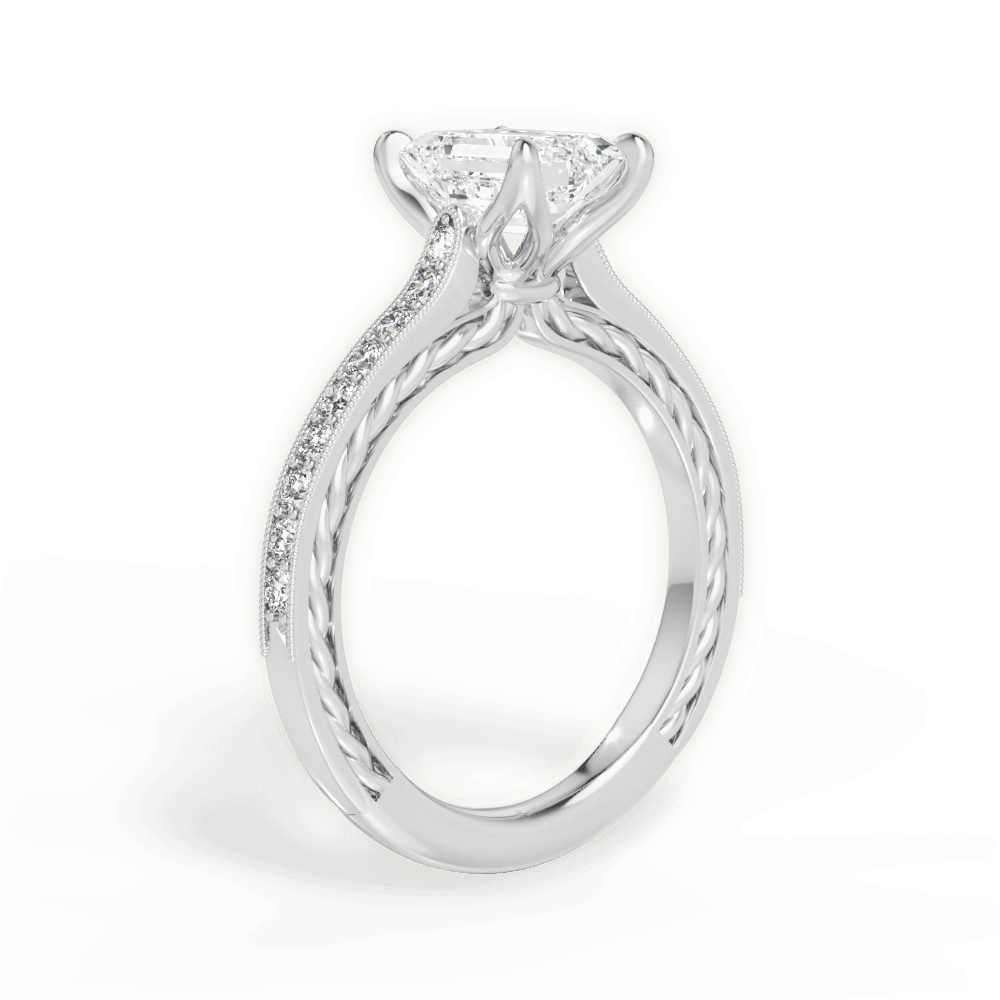 Gilda Emerald Cut Lab Grown Diamond 14Kt White Gold Engagement Ring - View 2
