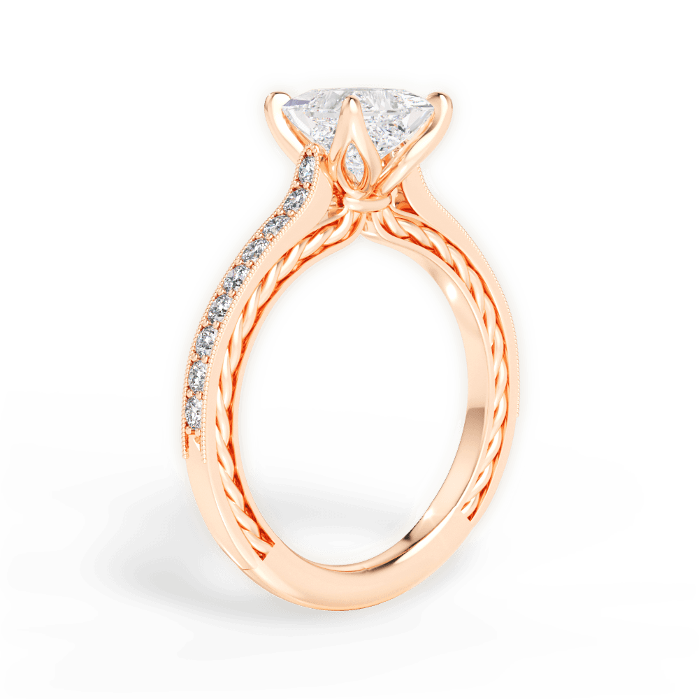 Gilda Princess Cut Lab Grown Diamond 18Kt Rose Gold Engagement Ring - View 4
