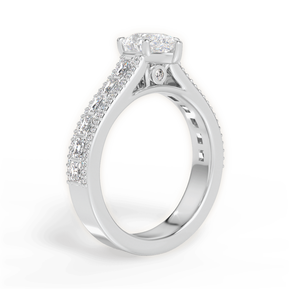 Lynn Pear Cut Lab Grown Diamond 14Kt White Gold Engagement Ring - View 3