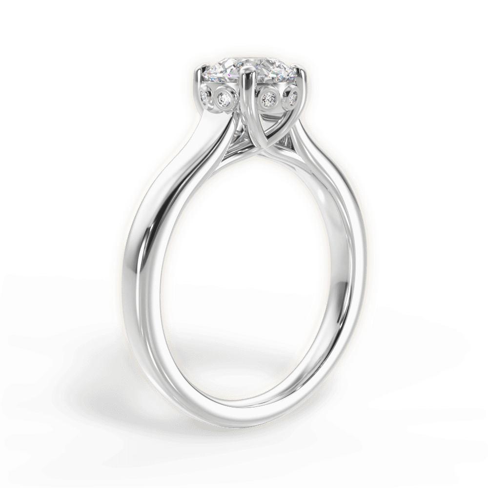Carol Round Cut Lab Grown Diamond 18Kt White Gold Engagement Ring - View 2