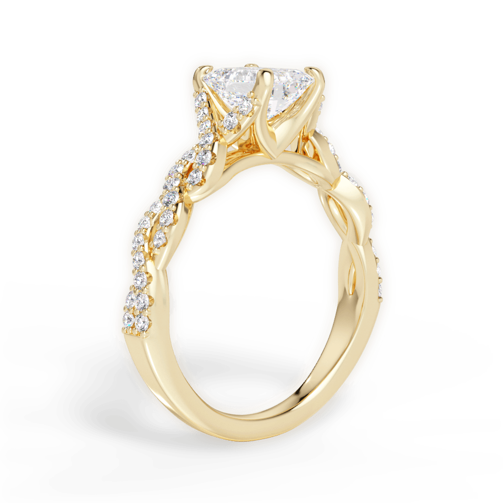 Justine Emerald Cut Lab Grown Diamond 18Kt Yellow Gold Engagement Ring - View 4