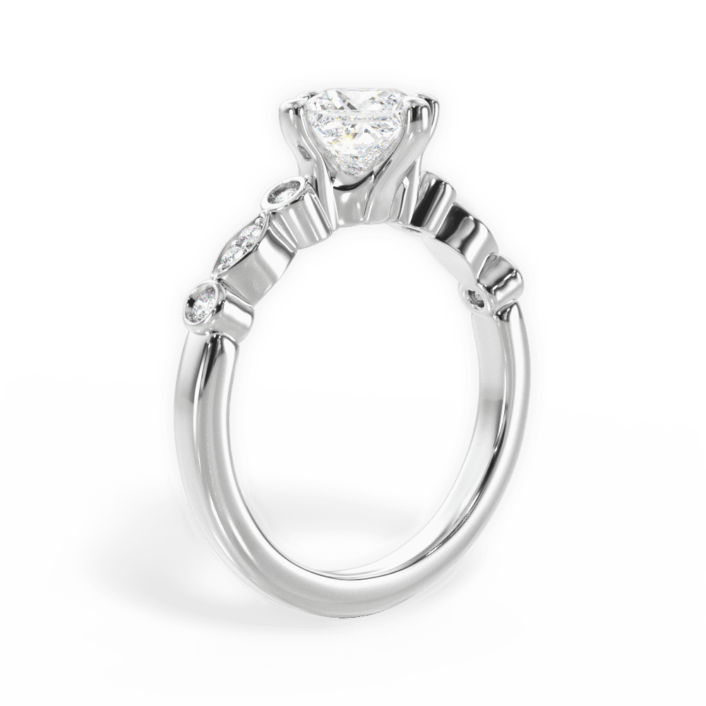 Catherine Princess Cut Lab Grown Diamond 18Kt White Gold Engagement Ring - View 3