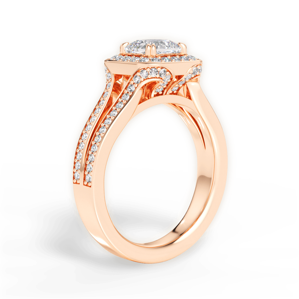 Mackenzie Cushion Cut Lab Grown Diamond 18Kt Rose Gold Engagement Ring - View 4