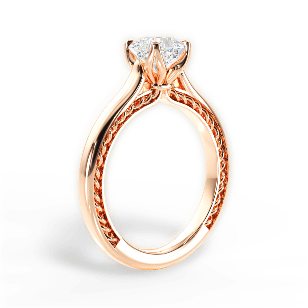Carrie Asscher Cut Lab Grown Diamond 18Kt Rose Gold Engagement Ring - View 3