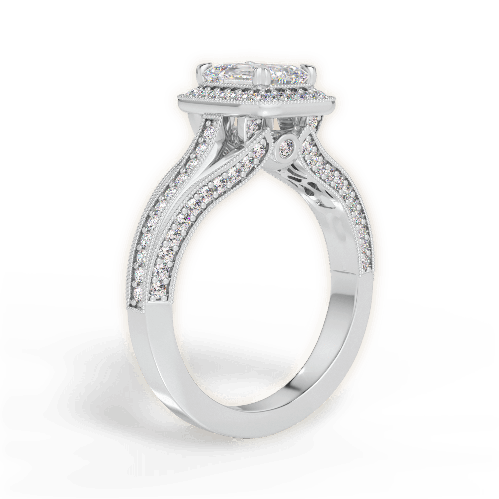 Lillian Emerald Cut Lab Grown Diamond 18Kt White Gold Engagement Ring - View 4
