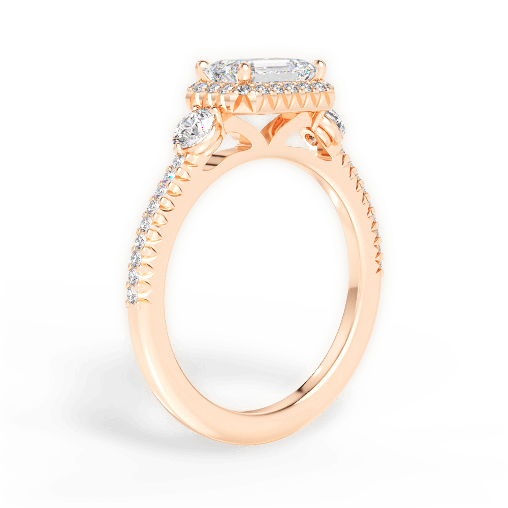 Kara Emerald Cut Lab Grown Diamond 18Kt Rose Gold Engagement Ring - View 2