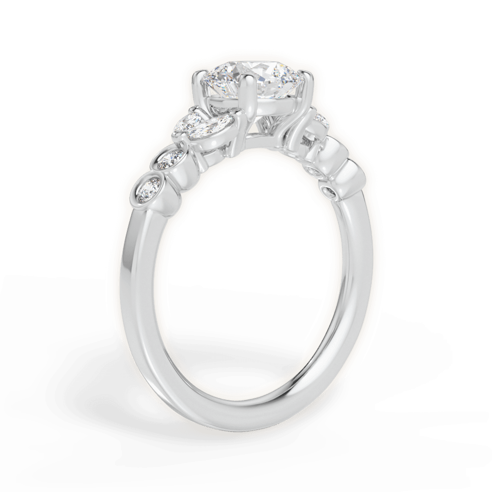Evelyn Round Cut Lab Grown Diamond Platinum Engagement Ring - View 3