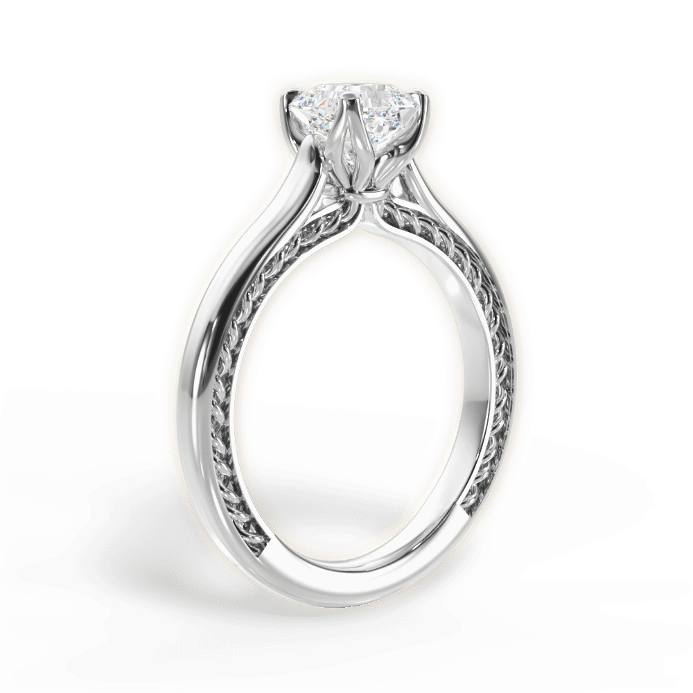 Carrie Asscher Cut Lab Grown Diamond 18Kt White Gold Engagement Ring - View 4