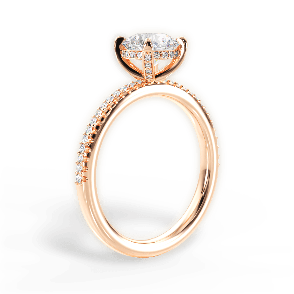 Helen Round Cut Lab Grown Diamond 18Kt Rose Gold Engagement Ring - View 3