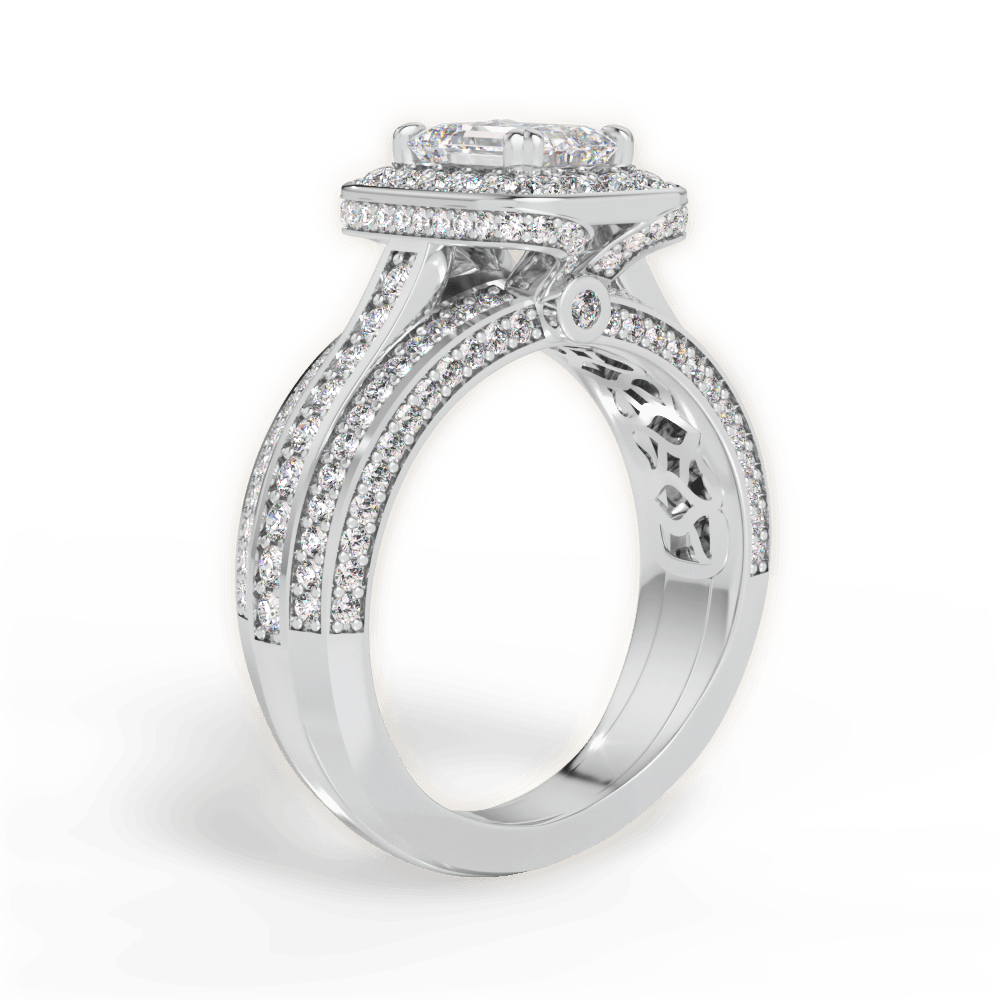 Madison Emerald Cut Lab Grown Diamond 14Kt White Gold Engagement Ring - View 3