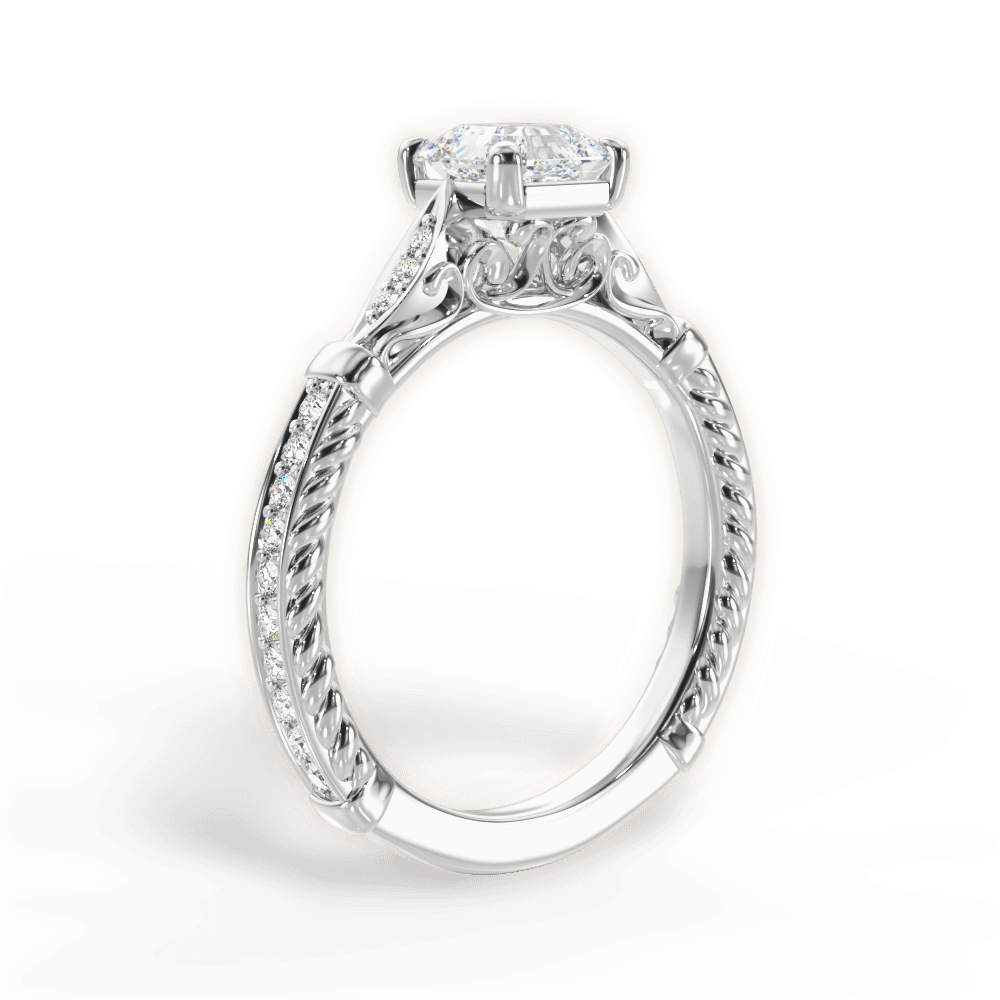 Gabriela Asscher Cut Lab Grown Diamond 18Kt White Gold Engagement Ring - View 2
