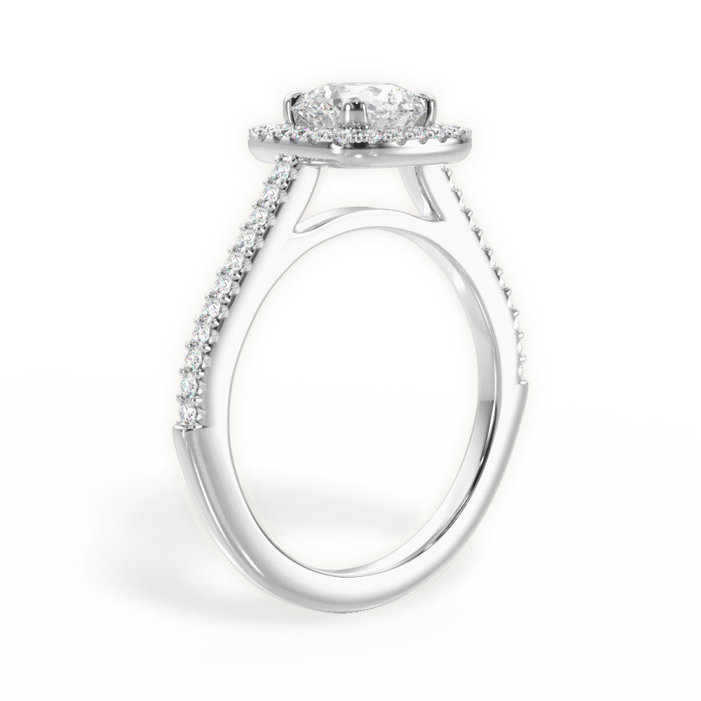 Jeanne Round Cut Lab Grown Diamond 18Kt White Gold Engagement Ring - View 4
