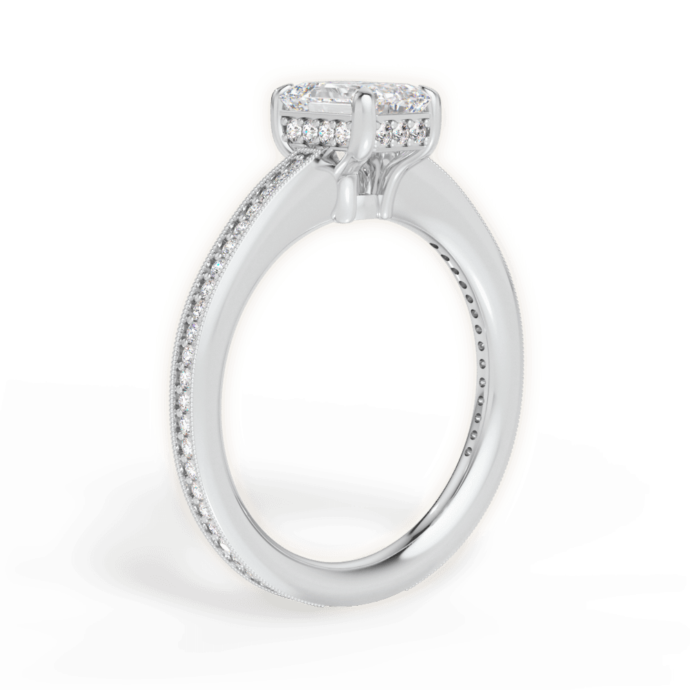 Janet Emerald Cut Lab Grown Diamond 18Kt White Gold Engagement Ring - View 3