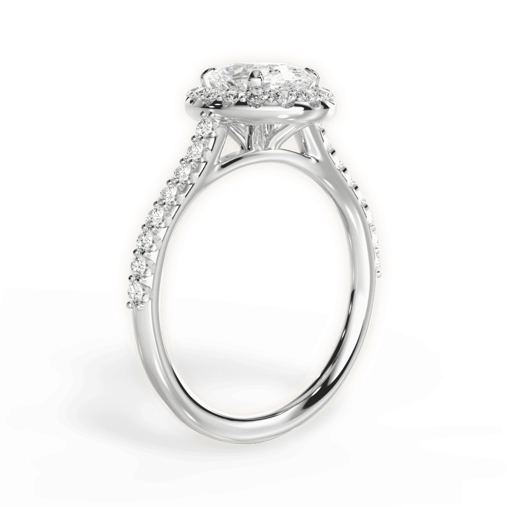 Leah Oval Cut Lab Grown Diamond 18Kt White Gold Engagement Ring - View 3