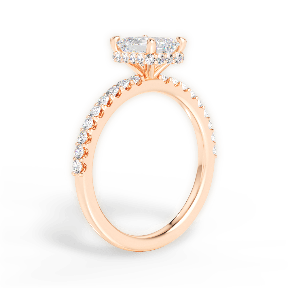 Isabella Emerald Cut Lab Grown Diamond 18Kt Rose Gold Engagement Ring - View 3
