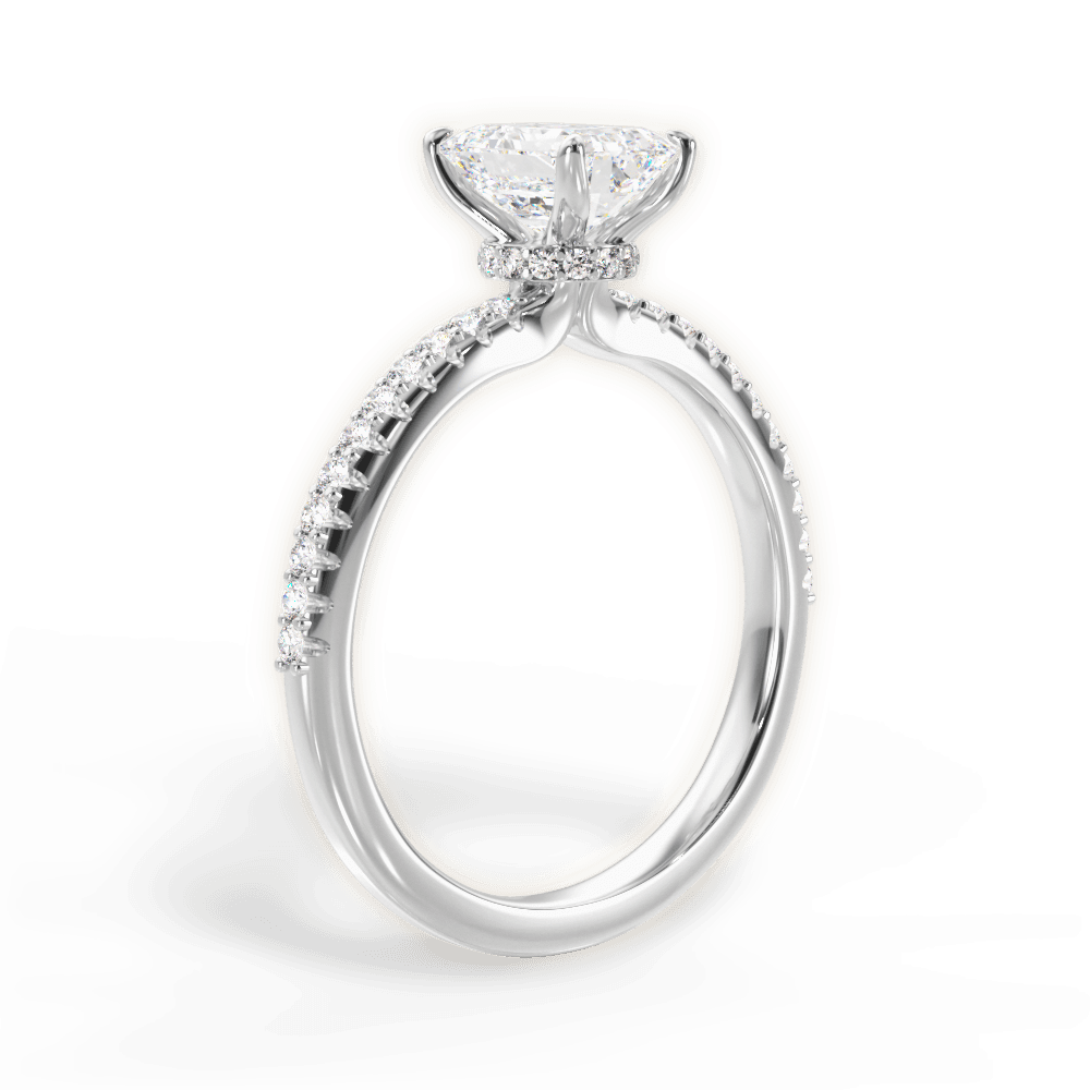 Giselle Emerald Cut Lab Grown Diamond 18Kt White Gold Engagement Ring - View 2