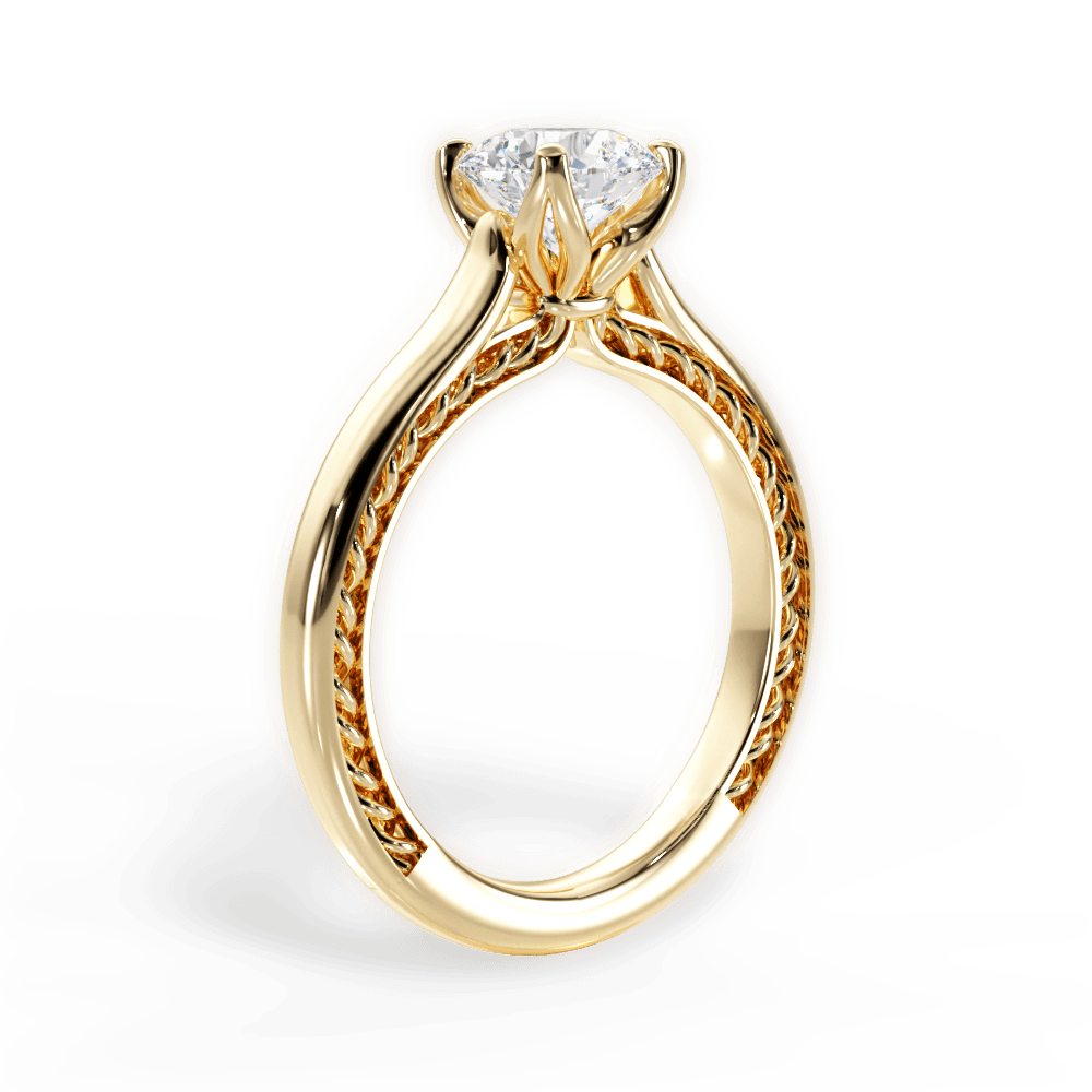 Carrie Round Cut Lab Grown Diamond 18Kt Yellow Gold Engagement Ring - View 2