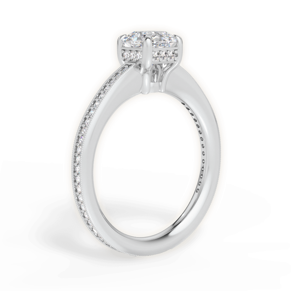 Janet Asscher Cut Lab Grown Diamond 18Kt White Gold Engagement Ring - View 3