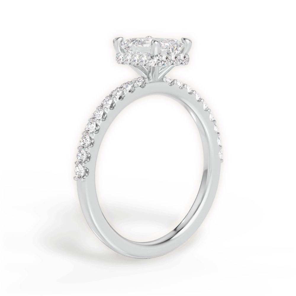 Isabella Emerald Cut Lab Grown Diamond Platinum Engagement Ring - View 2