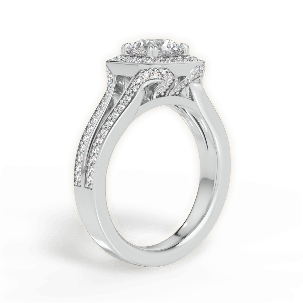 Mackenzie Round Cut Lab Grown Diamond 14Kt White Gold Engagement Ring - View 3