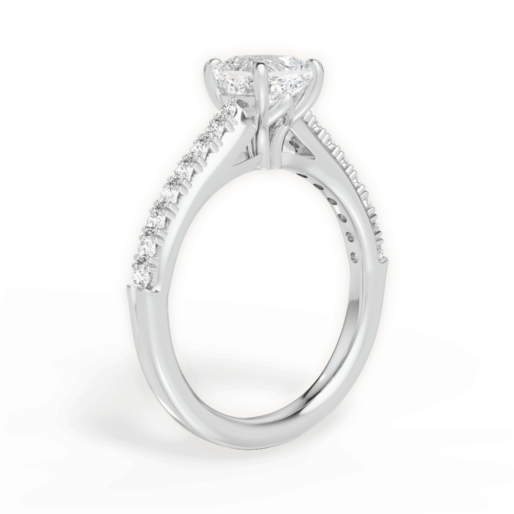 Elizabeth Cushion Cut Lab Grown Diamond 14Kt White Gold Engagement Ring - View 4