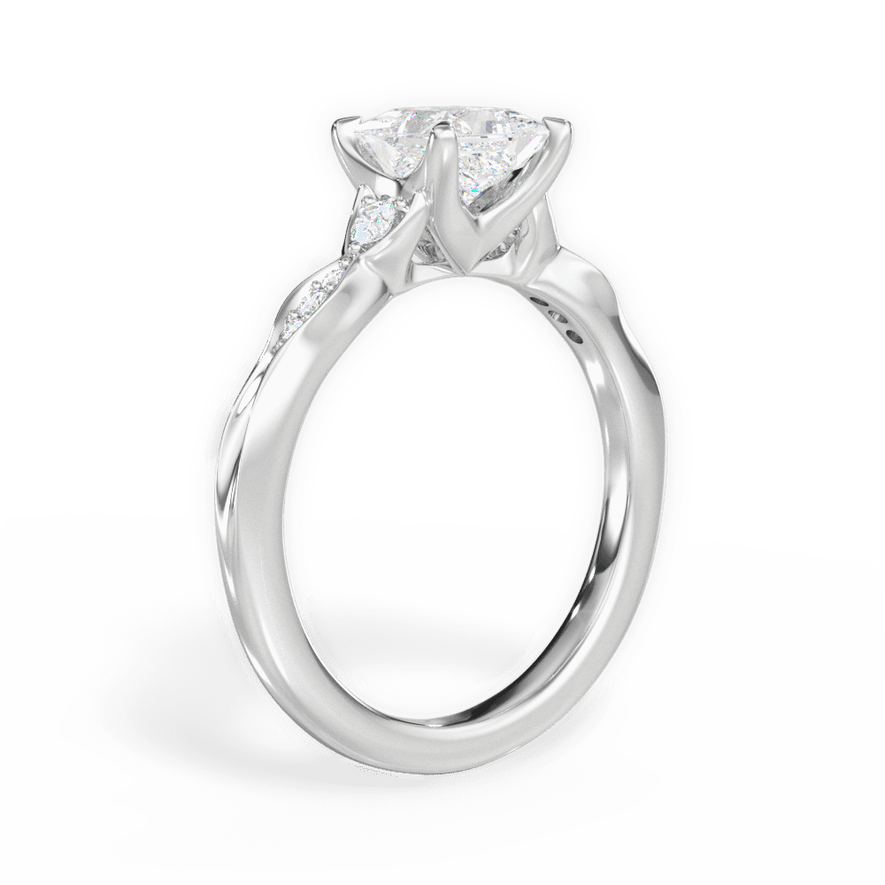Cassie Princess Cut Lab Grown Diamond Platinum Engagement Ring - View 3