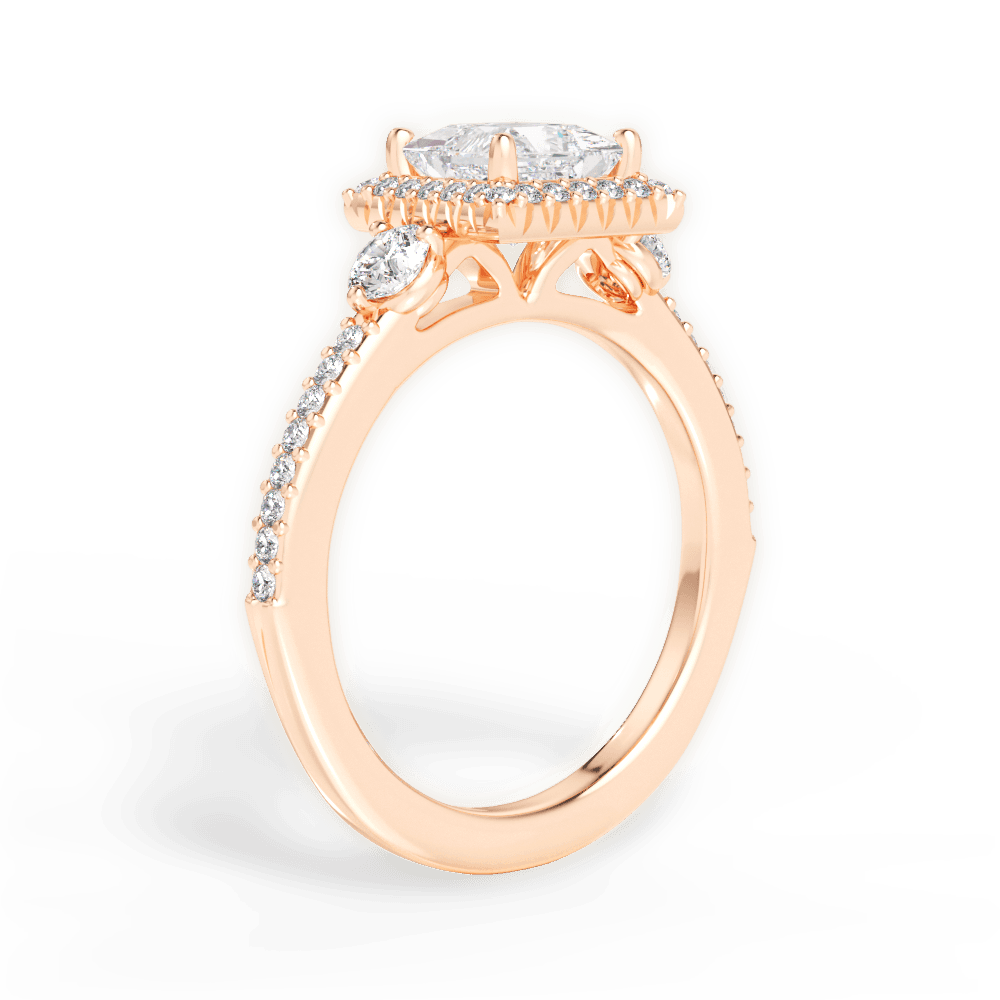 Julia Princess Cut Lab Grown Diamond 18Kt Rose Gold Engagement Ring - View 3