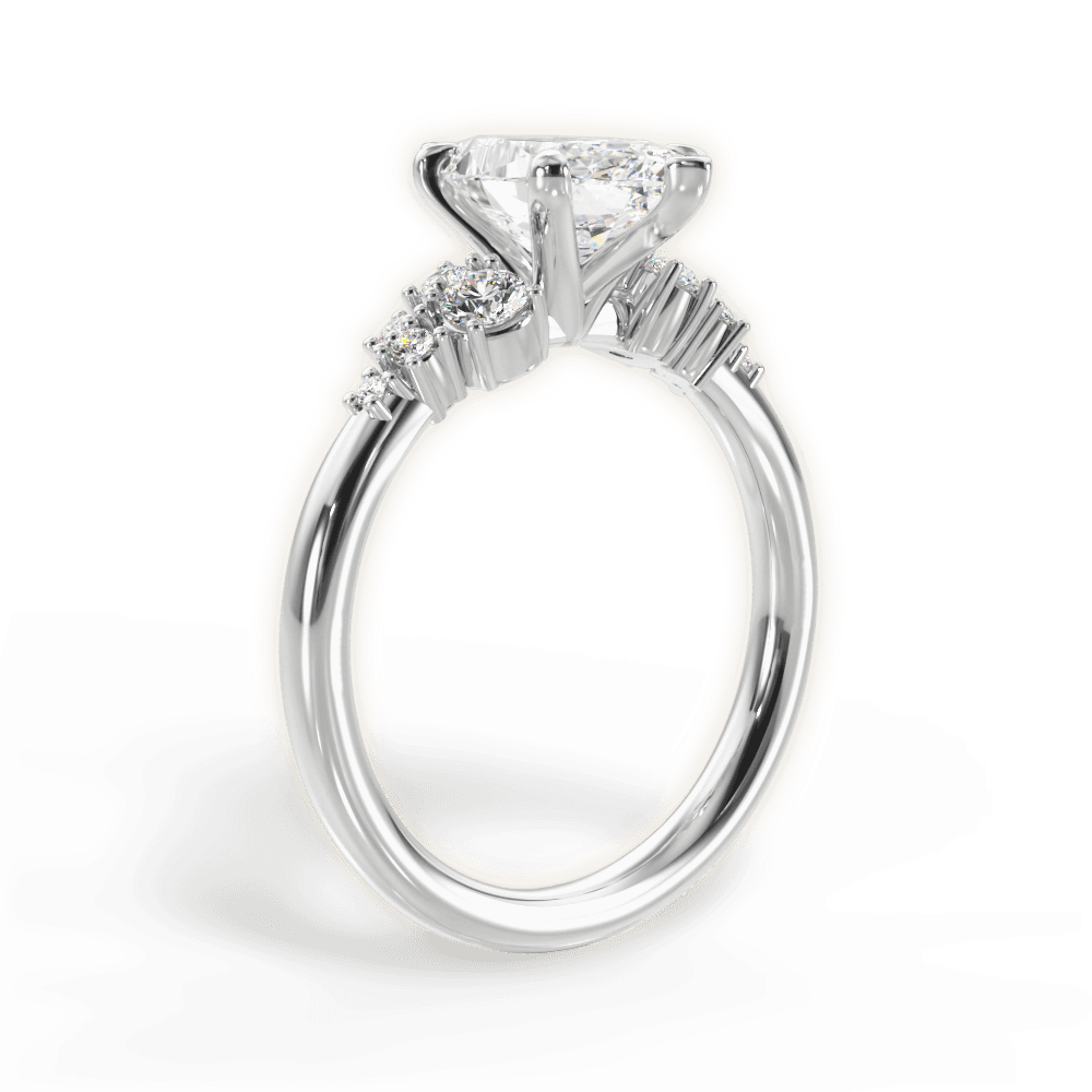 Carmen Marquise Cut Lab Grown Diamond 14Kt White Gold Engagement Ring - View 2
