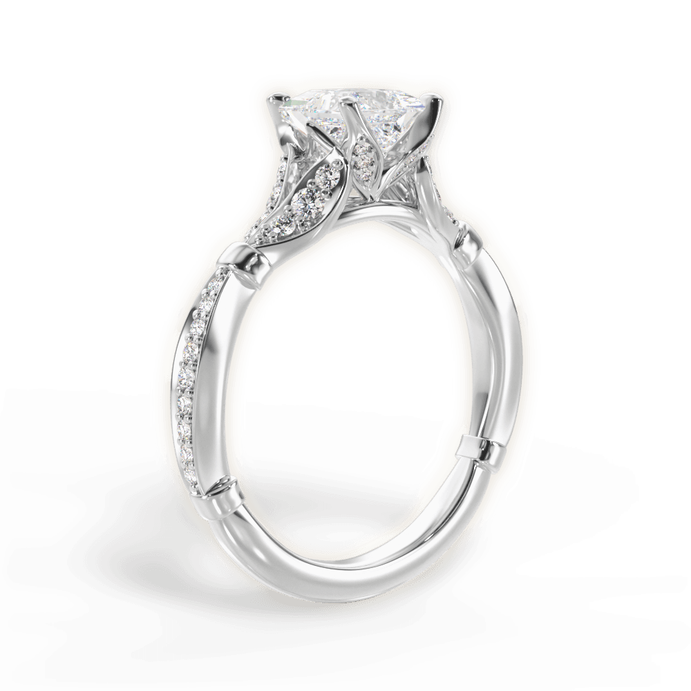 Geraldine Princess Cut Lab Grown Diamond 14Kt White Gold Engagement Ring - View 4
