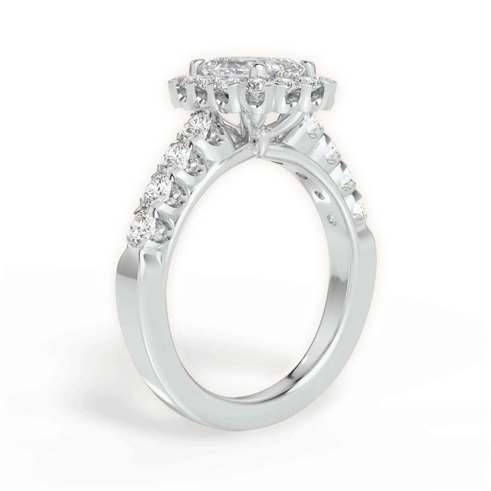 Lacey Emerald Cut Lab Grown Diamond 18Kt White Gold Engagement Ring - View 4