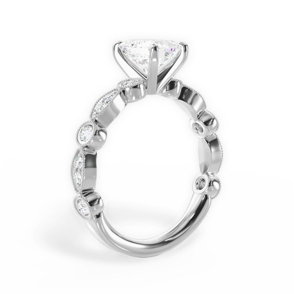 Edith Emerald Cut Lab Grown Diamond 18Kt White Gold Engagement Ring - View 2