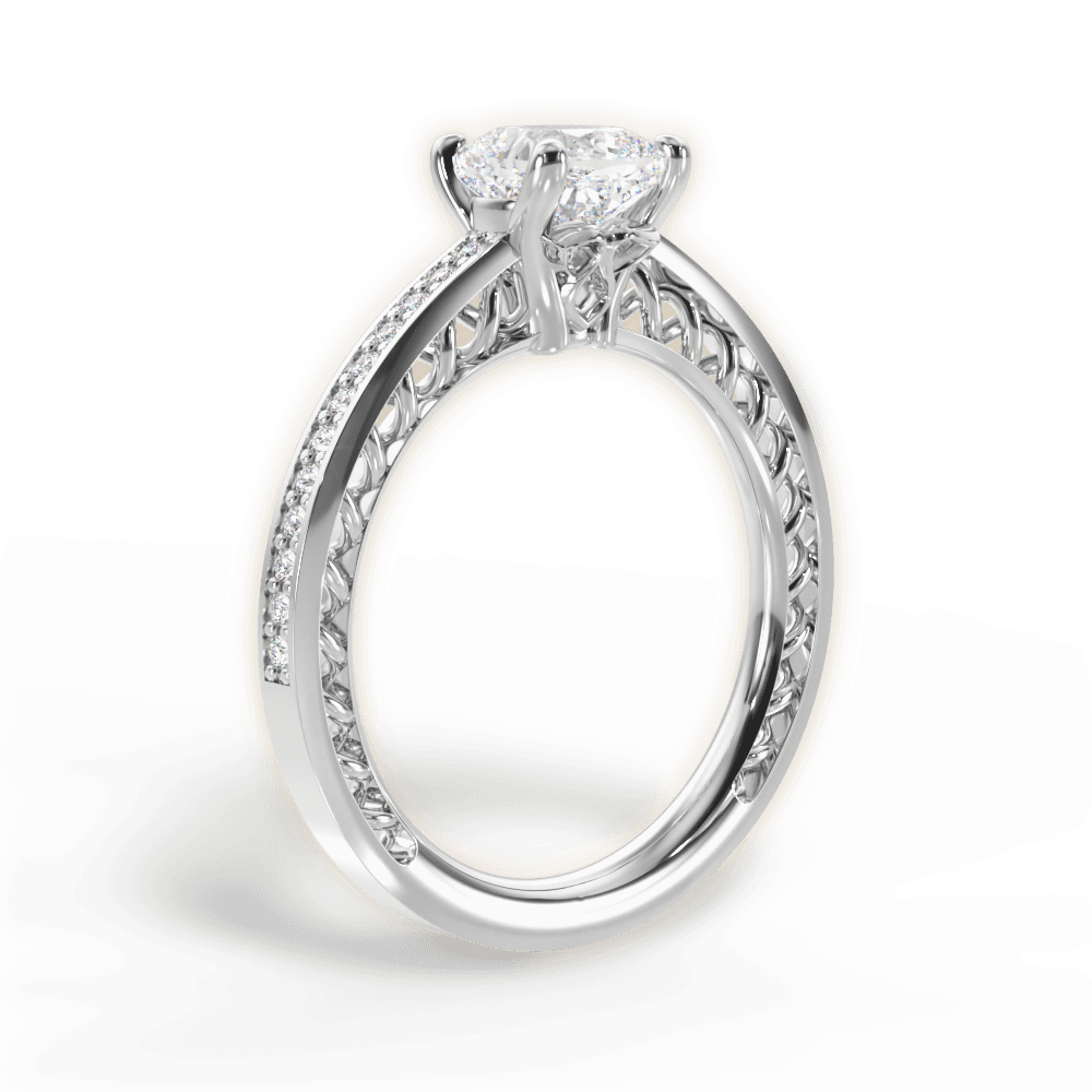 Donna Cushion Cut Lab Grown Diamond Platinum Engagement Ring - View 3