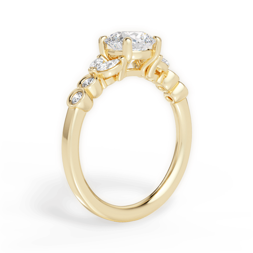Evelyn Round Cut Lab Grown Diamond 18Kt Yellow Gold Engagement Ring - View 3