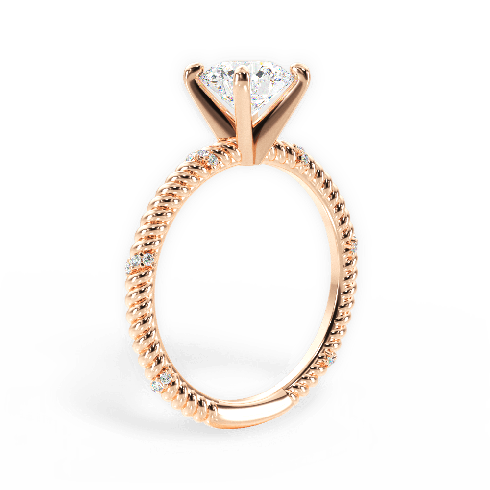 Chloe Round Cut Lab Grown Diamond 18Kt Rose Gold Engagement Ring - View 3