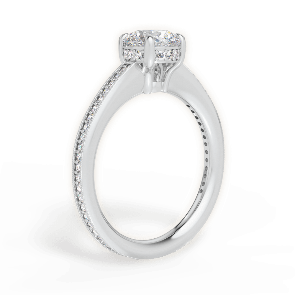 Janet Round Cut Lab Grown Diamond 14Kt White Gold Engagement Ring - View 3