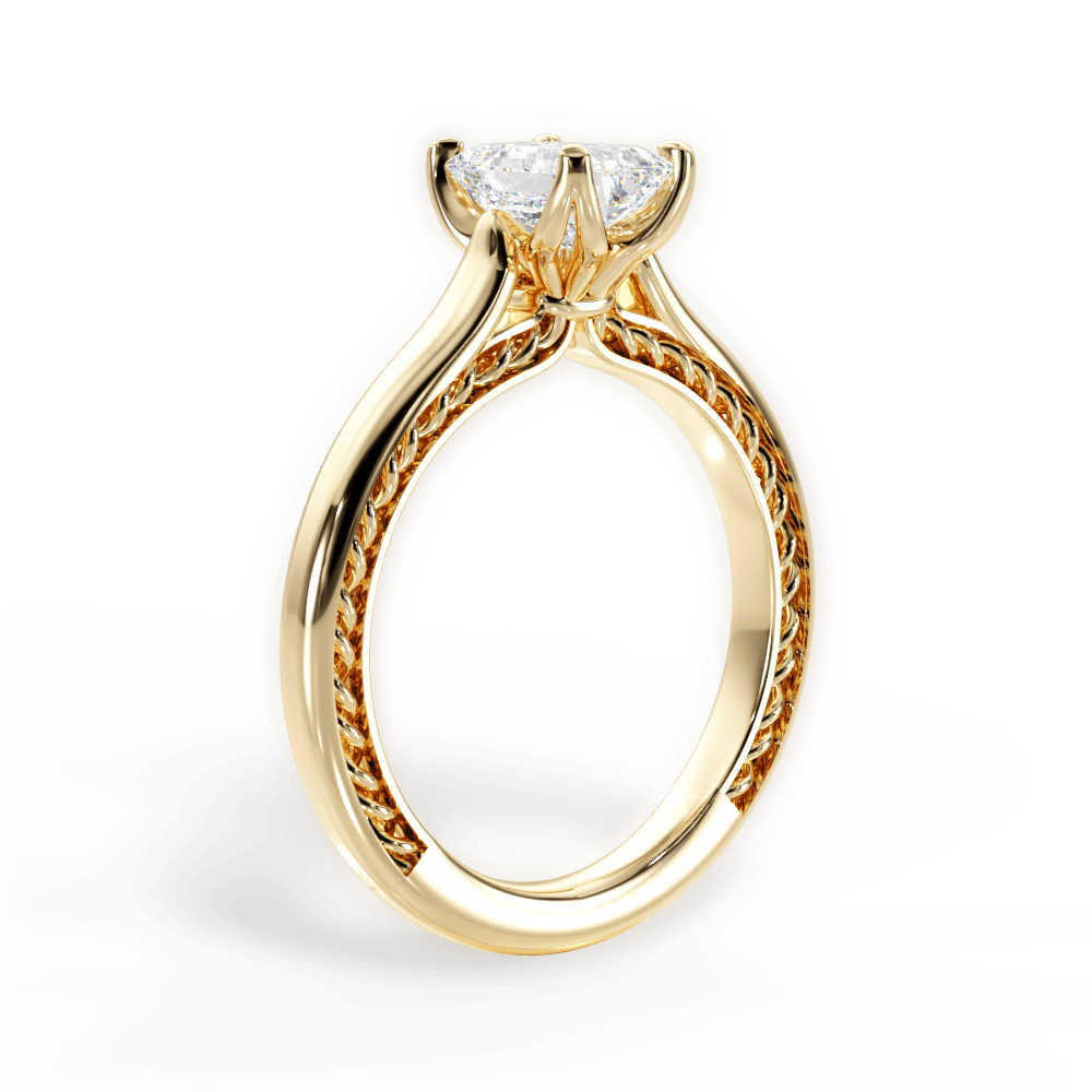 Carrie Emerald Cut Lab Grown Diamond 18Kt Yellow Gold Engagement Ring - View 2