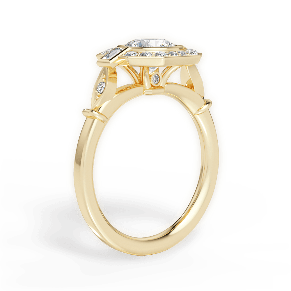 Jenna Round Cut Lab Grown Diamond 18Kt Yellow Gold Engagement Ring - View 3