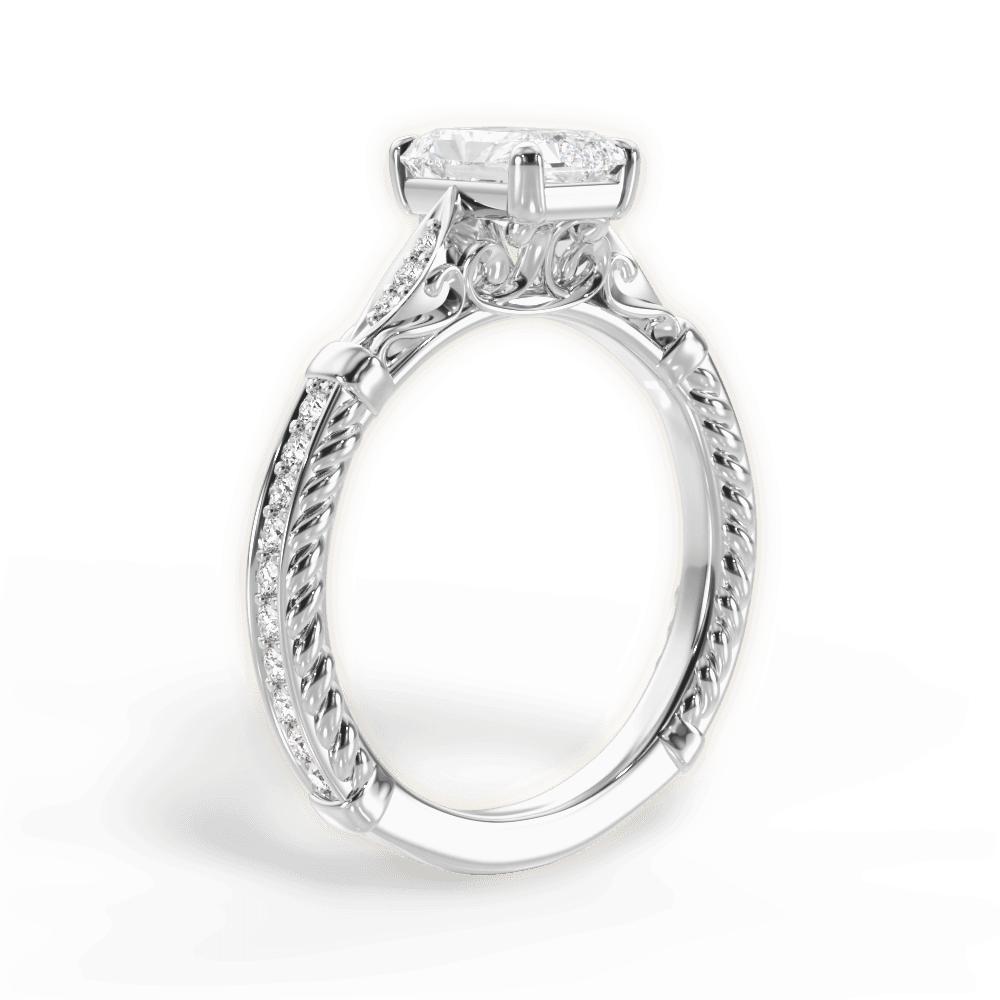 Gabriela Radiant Cut Lab Grown Diamond 18Kt White Gold Engagement Ring - View 3