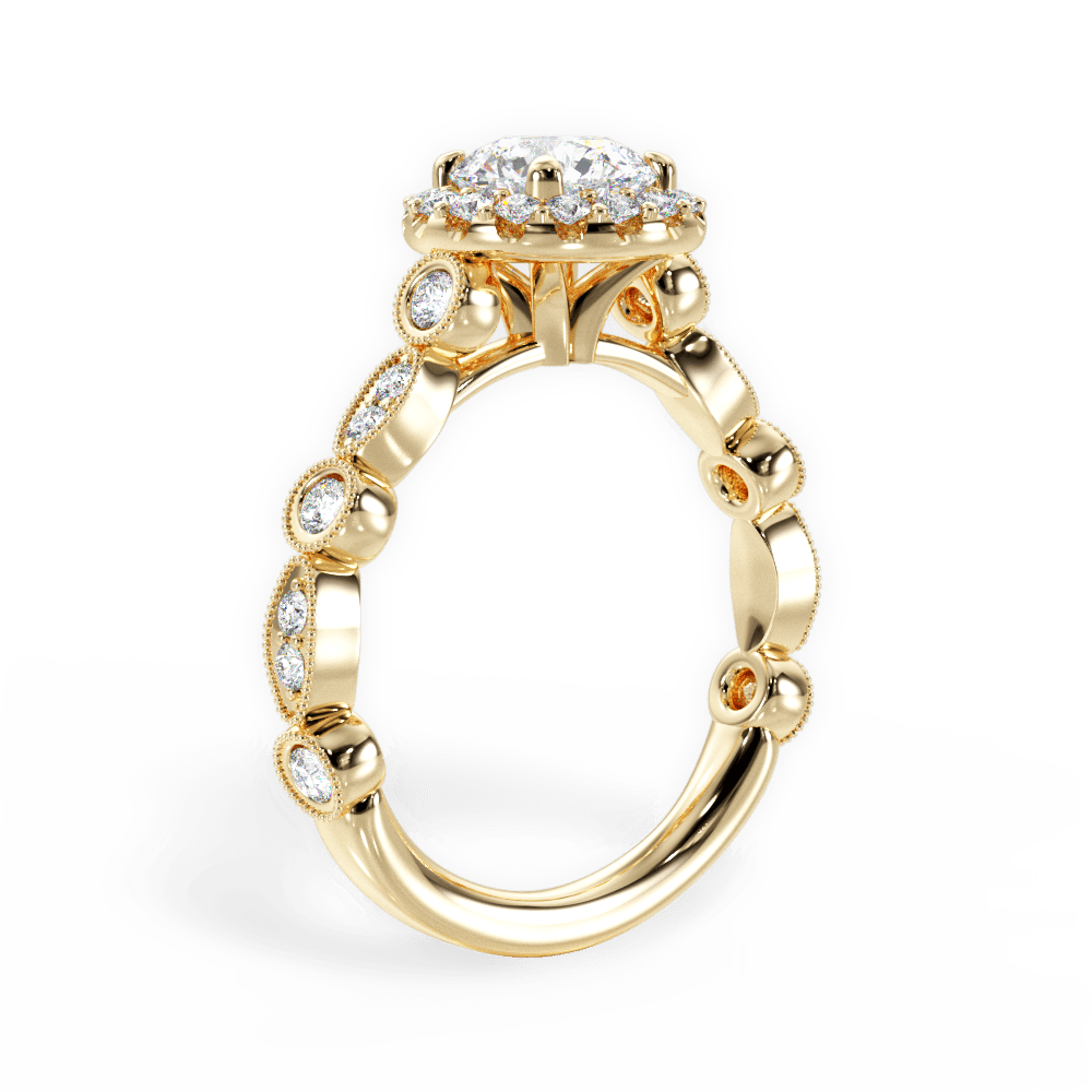 Irene Round Cut Lab Grown Diamond 18Kt Yellow Gold Engagement Ring - View 2