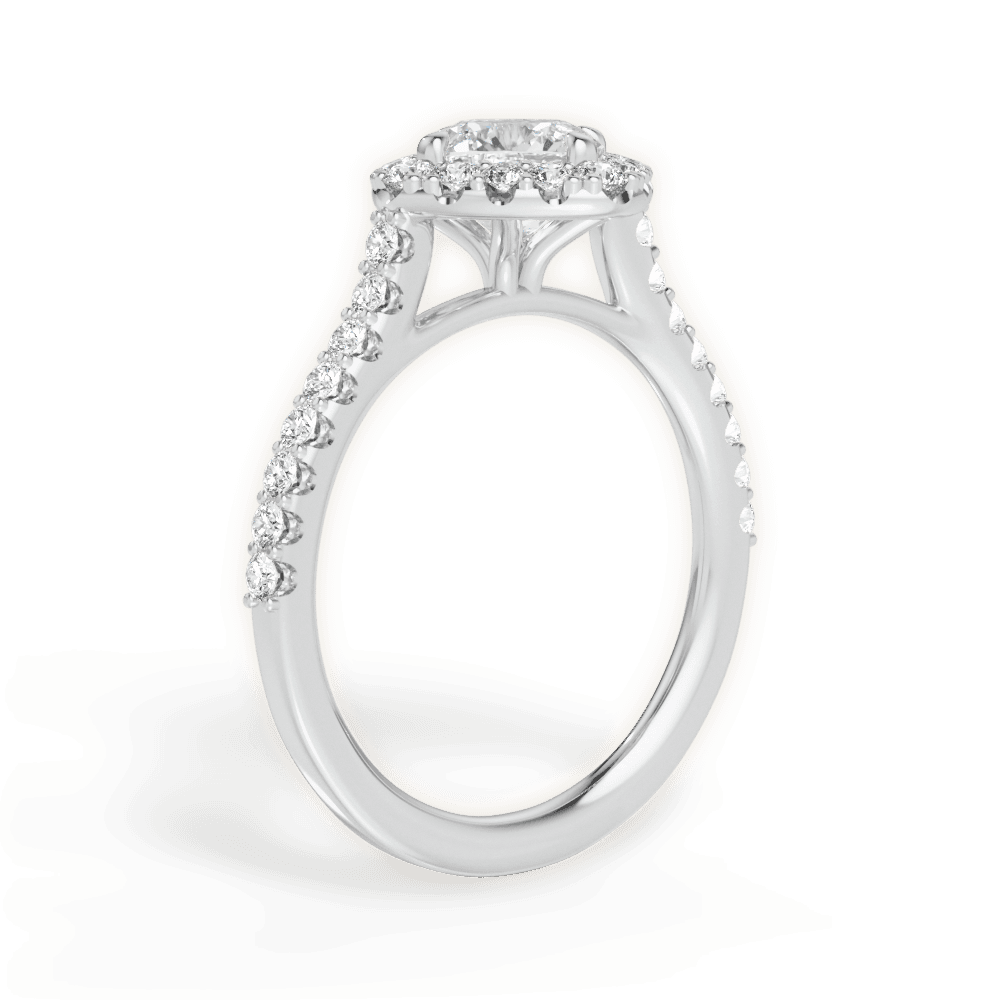 Jackie Cushion Cut Lab Grown Diamond 18Kt White Gold Engagement Ring - View 3