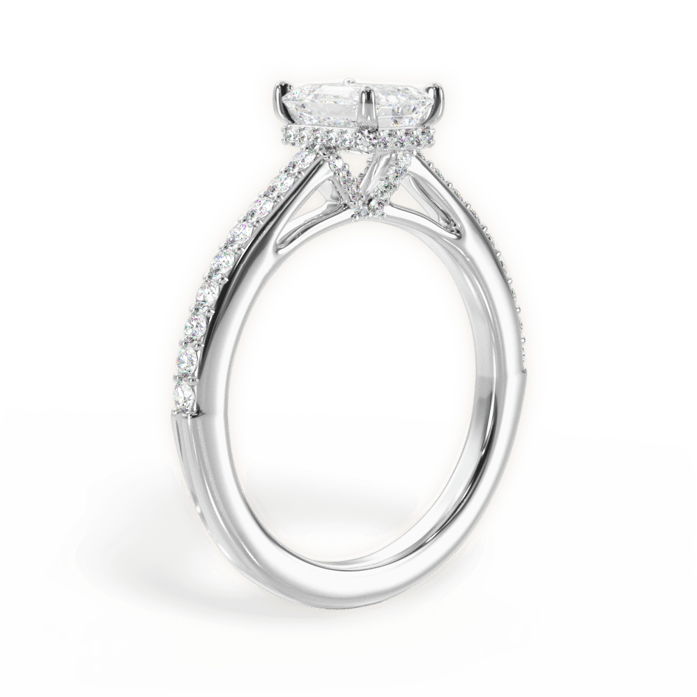 Joan Emerald Cut Lab Grown Diamond Platinum Engagement Ring - View 4