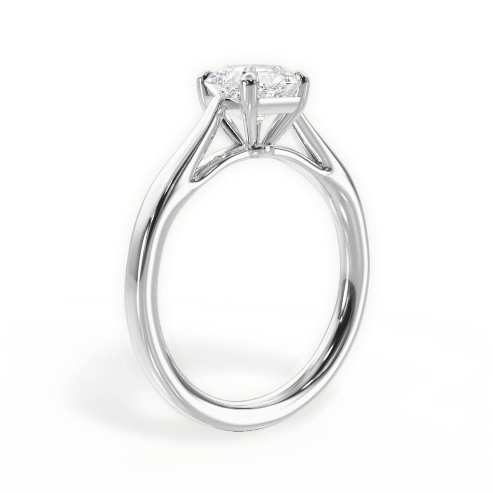 Angie Asscher Cut Lab Grown Diamond 18Kt White Gold Engagement Ring - View 2